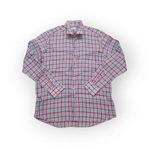 ETRO Plaid 100% Linen Button Up Long‎ Sleeve Shirt Mens 45